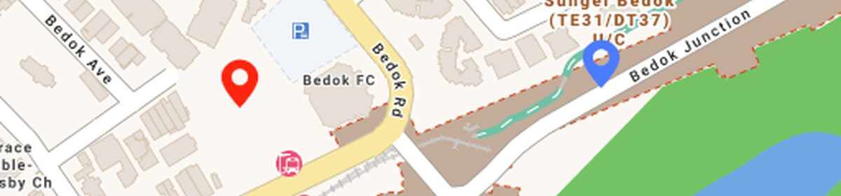 OneMap view of the upcoming Sungei Bedok MRT interchange beside Bagnall Haus