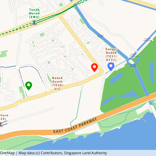 Bagnall Haus location map — 815 Upper East Coast Road, beside Sungei Bedok MRT