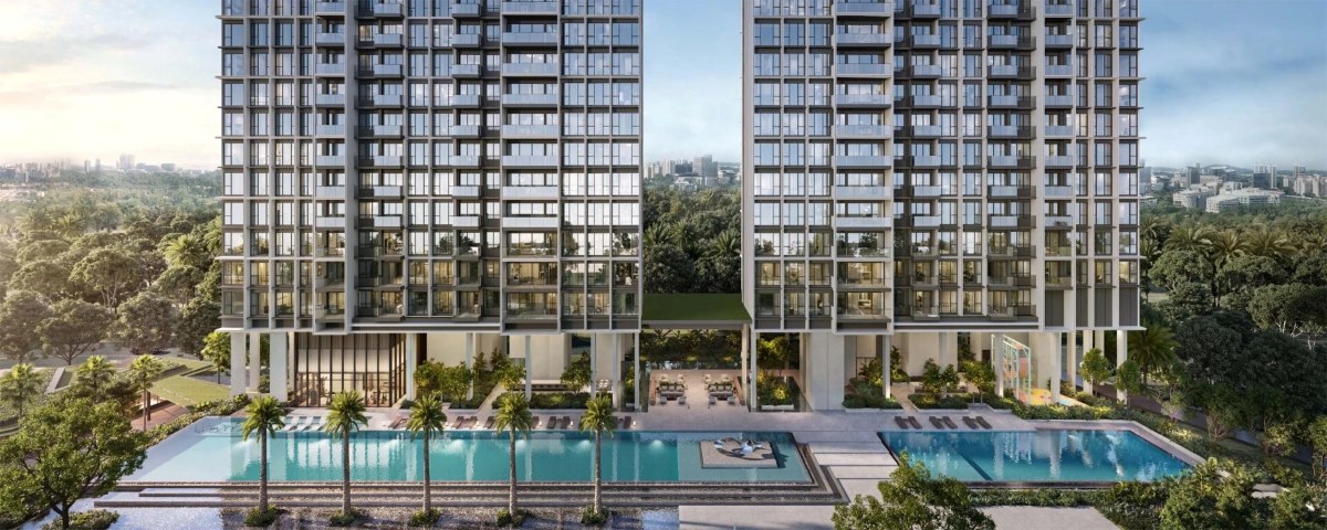 Bloomsbury Residences towers rising over Media Circle in one-north