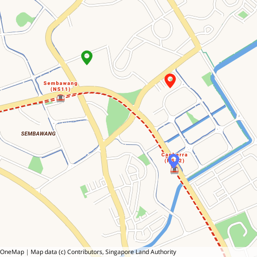 Canberra Crescent Residences location map — the site, Canberra MRT (NS12) and Wellington Primary School