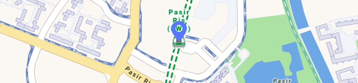 OneMap view of Pasir Ris MRT (EW1) near Coastal Cabana