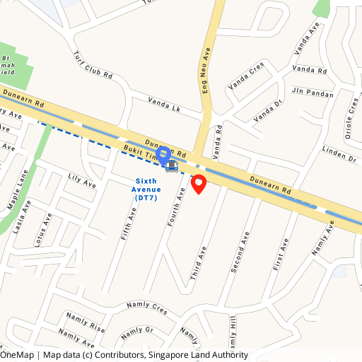 Dunearn House location map — Dunearn Road, Bukit Timah Turf City