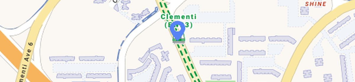 OneMap view of Clementi MRT — the nearest operating rail while the Jurong Region Line is built