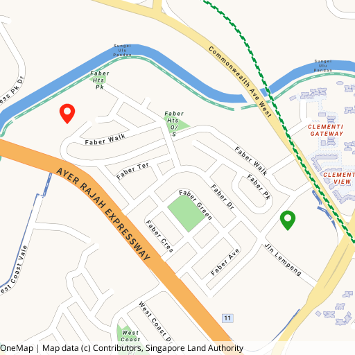 Faber Residence location map — 54 Faber Walk, fronting Sungei Ulu Pandan, with Nan Hua Primary within 1 km