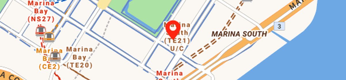 OneMap view of the nearest primary school catchment around Marina South