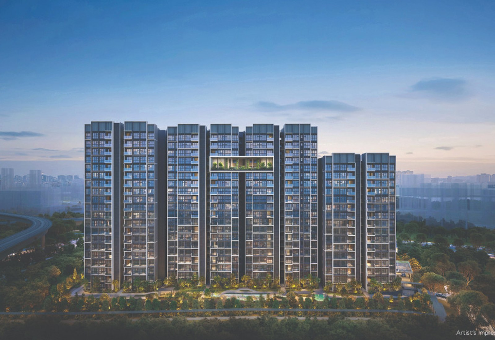 Otto Place Executive Condominium towers in Tengah's Plantation District