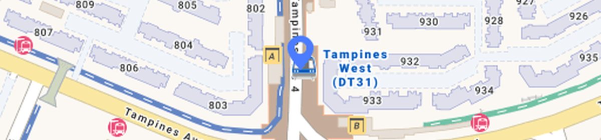 OneMap view of Tampines West MRT (DT31) near Rivelle Tampines