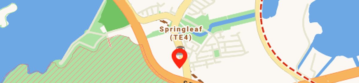OneMap view of the Springleaf precinct framed by the Central Catchment forest and the Seletar reservoirs