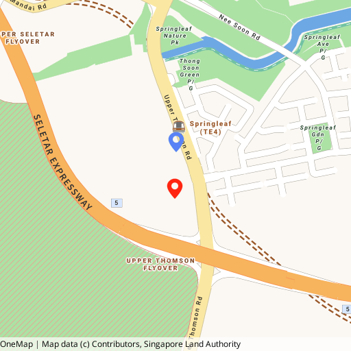 Springleaf Residence location map — Upper Thomson Road, beside Springleaf MRT (TE4) on the Thomson-East Coast Line
