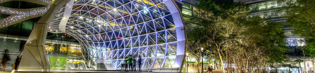 Dhoby Ghaut MRT glass-dome entrance at Plaza Singapura