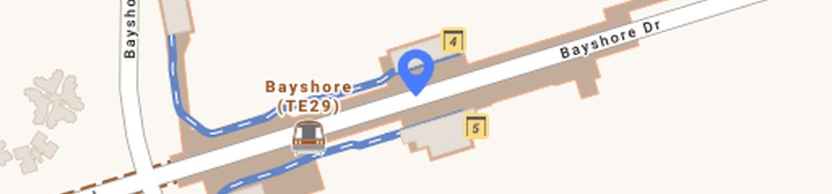 OneMap view of Bayshore MRT (TE29) beside Vela Bay
