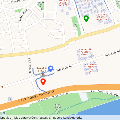Vela Bay location map — Bayshore Walk, beside Bayshore MRT (TE29), opposite East Coast Park